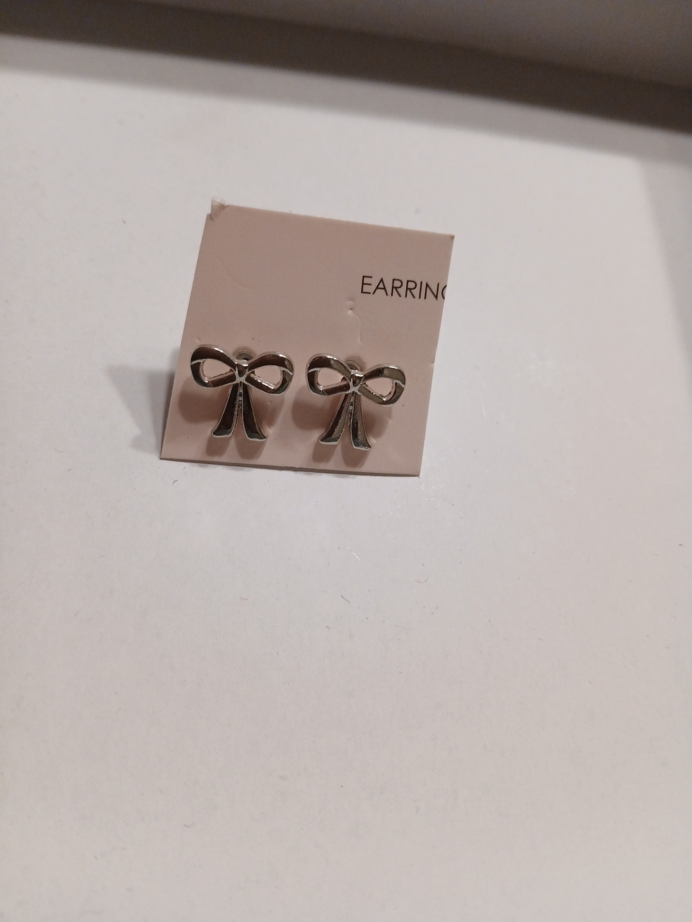 Silver Bow Stud Earrings